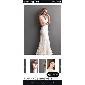 Allure Romance lace wedding dress sz10  Empire Waist Swarovski Crystals Bling